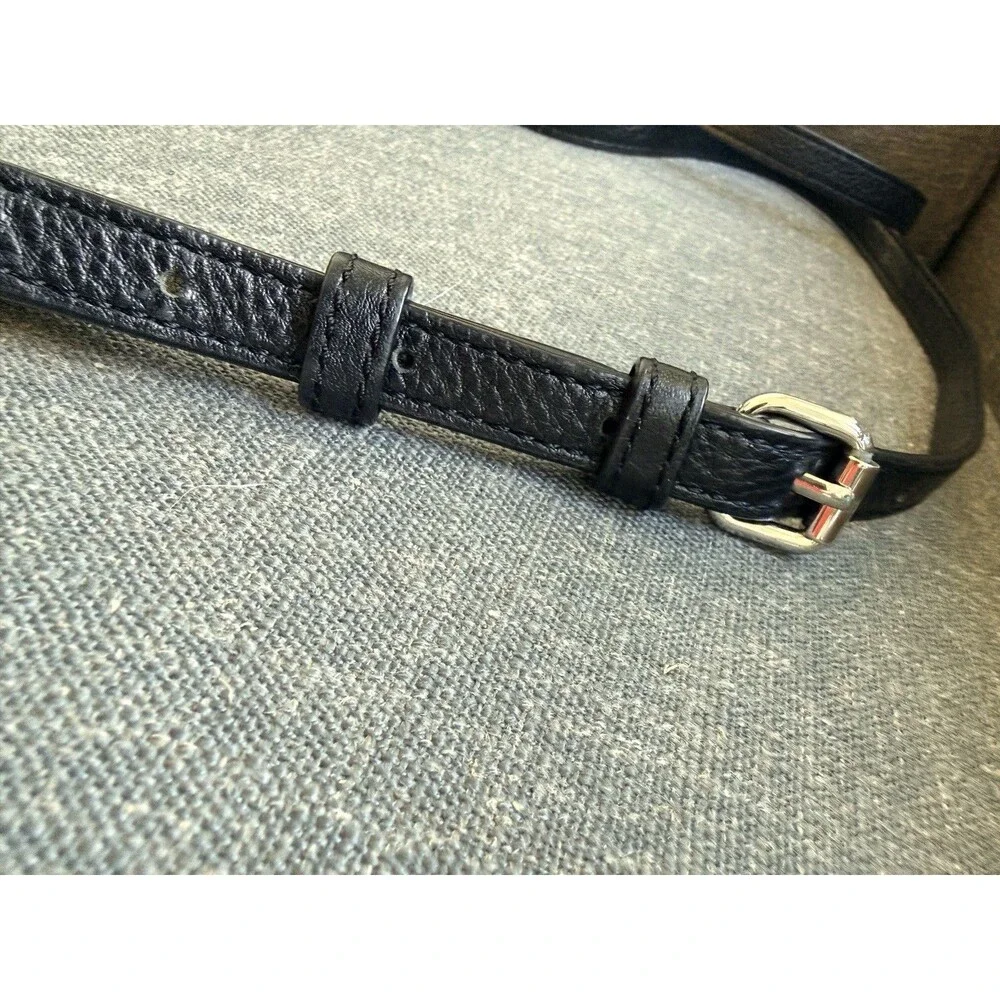 Rebecca Minkoff Black Leather Crossbody Bag Pebbled Small Tassel Zipper Closure